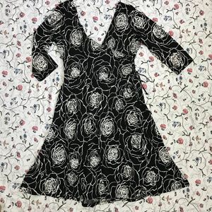 floral faux wrap dress - L
